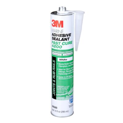 3M Marine Adhesive Sealant Fast Cure 4200 (06560) – Semi-Permanent Flexible Adhesive Sealant for Boats and RVs – White - 1/10 Gallon