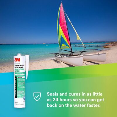 3M Marine Adhesive Sealant Fast Cure 4200 (06560) – Semi-Permanent Flexible Adhesive Sealant for Boats and RVs – White - 1/10 Gallon