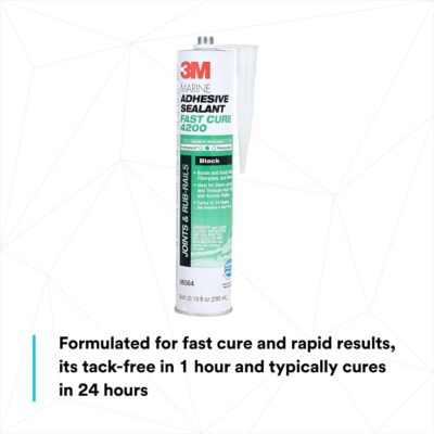 3M Marine Adhesive Sealant Fast Cure 4200 (06560) – Semi-Permanent Flexible Adhesive Sealant for Boats and RVs – White - 1/10 Gallon