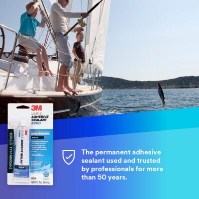 3M Marine Adhesive Sealant 5200 (06500) Permanent Bonding and Sealing for Boats and RVs Above and Below the Waterline Waterproof Repair, White, 10 fl oz Cartridge