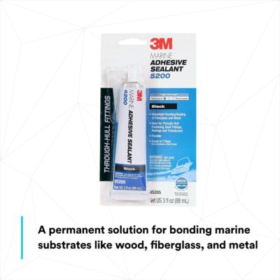 3M Marine Adhesive Sealant 5200 (06500) Permanent Bonding and Sealing for Boats and RVs Above and Below the Waterline Waterproof Repair, White, 10 fl oz Cartridge