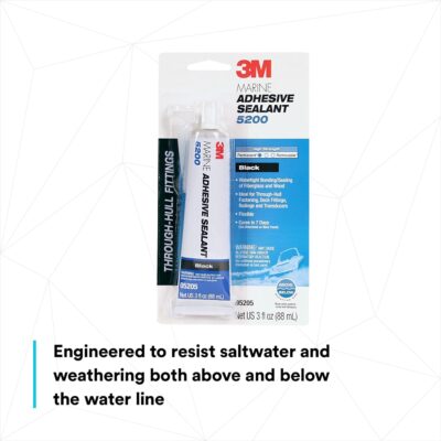 3M Marine Adhesive Sealant 5200 (06500) Permanent Bonding and Sealing for Boats and RVs Above and Below the Waterline Waterproof Repair, White, 10 fl oz Cartridge