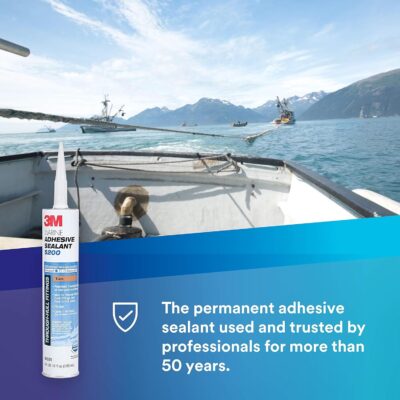 3M Marine Adhesive Sealant 5200 (06500) Permanent Bonding and Sealing for Boats and RVs Above and Below the Waterline Waterproof Repair, White, 10 fl oz Cartridge