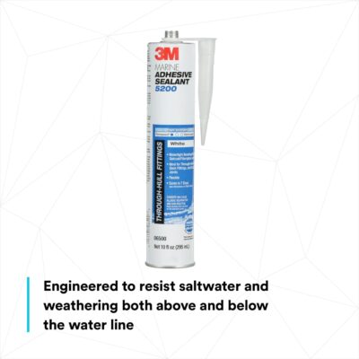 3M Marine Adhesive Sealant 5200 (06500) Permanent Bonding and Sealing for Boats and RVs Above and Below the Waterline Waterproof Repair, White, 10 fl oz Cartridge