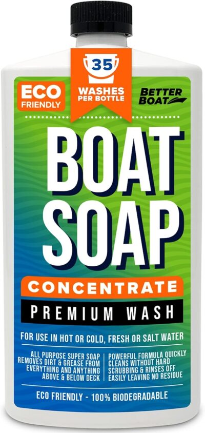 Premium Grade Boat Soap Marine Concentrate Cleaner Boat Wash Soap and Wax for Fresh and Salt Water Use Clean Fiberglass Boat Hulls Boat Cleaning Supplies RV Products Boat Cleaner