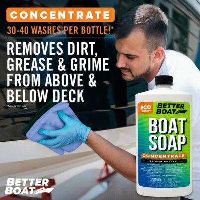 Premium Grade Boat Soap Marine Concentrate Cleaner Boat Wash Soap and Wax for Fresh and Salt Water Use Clean Fiberglass Boat Hulls Boat Cleaning Supplies RV Products Boat Cleaner