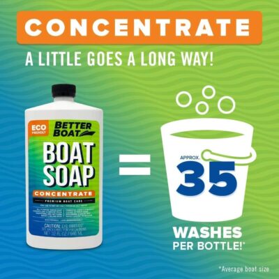 Premium Grade Boat Soap Marine Concentrate Cleaner Boat Wash Soap and Wax for Fresh and Salt Water Use Clean Fiberglass Boat Hulls Boat Cleaning Supplies RV Products Boat Cleaner