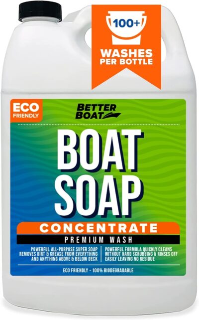 Premium Grade Boat Soap Marine Concentrate Cleaner Boat Wash Soap and Wax for Fresh and Salt Water Use Clean Fiberglass Boat Hulls Boat Cleaning Supplies RV Products Boat Cleaner