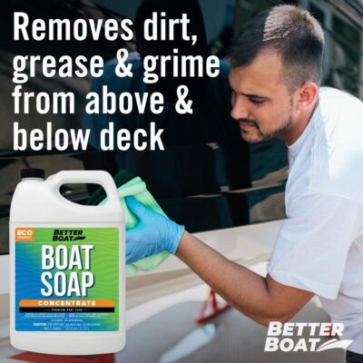 Premium Grade Boat Soap Marine Concentrate Cleaner Boat Wash Soap and Wax for Fresh and Salt Water Use Clean Fiberglass Boat Hulls Boat Cleaning Supplies RV Products Boat Cleaner