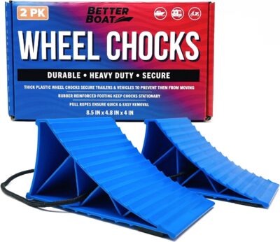 Trailer Wheel Chocks with Rope or Wheel Dock for Boat Trailer Travel Camper and RV Accessories Wheel Chocks for Travel Trailers and all Trailer Tires Wheeldock Tire Chock Blocks