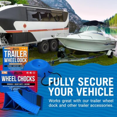 Trailer Wheel Chocks with Rope or Wheel Dock for Boat Trailer Travel Camper and RV Accessories Wheel Chocks for Travel Trailers and all Trailer Tires Wheeldock Tire Chock Blocks