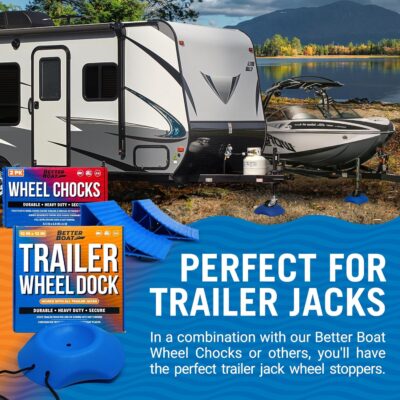 Trailer Wheel Chocks with Rope or Wheel Dock for Boat Trailer Travel Camper and RV Accessories Wheel Chocks for Travel Trailers and all Trailer Tires Wheeldock Tire Chock Blocks