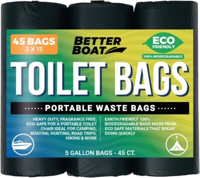 45 Toilet Bags for Portable Potty Bags for Portable Toilet Camping Boating Outdoors & Car Compost Biodegradable Portable Toilet Bags for 5 Gallon Bucket Toilet Seat Poop Bags 5 Gal Human Waste Bag