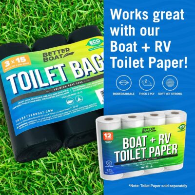 45 Toilet Bags for Portable Potty Bags for Portable Toilet Camping Boating Outdoors & Car Compost Biodegradable Portable Toilet Bags for 5 Gallon Bucket Toilet Seat Poop Bags 5 Gal Human Waste Bag