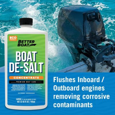 Boat De-Salt Concentrate Salt Remover for Flusher Motors Marine Boats Watercraft Engines Winterize Cleaner & Boat Wash Cleanser to Wash Salt Away and Off to use with or Without Mixer Flush Kit