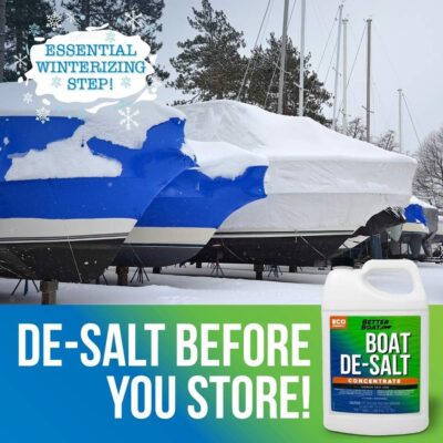 Boat De-Salt Concentrate Salt Remover for Flusher Motors Marine Boats Watercraft Engines Winterize Cleaner & Boat Wash Cleanser to Wash Salt Away and Off to use with or Without Mixer Flush Kit