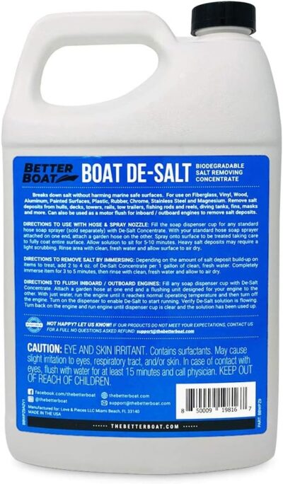 Boat De-Salt Concentrate Salt Remover for Flusher Motors Marine Boats Watercraft Engines Winterize Cleaner & Boat Wash Cleanser to Wash Salt Away and Off to use with or Without Mixer Flush Kit