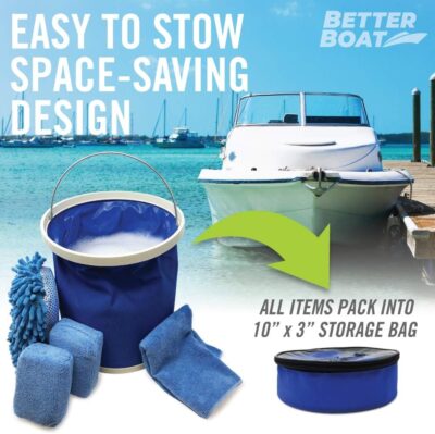 Boat Cleaner and Car Wash Sponges Non Scratch Microfiber Sponge Bucket & Microfiber Wash Cloths Complete Interior Exterior Seats Fiberglass Boat Hull & Car Cleaning Kit Washing & Detailing Supplies