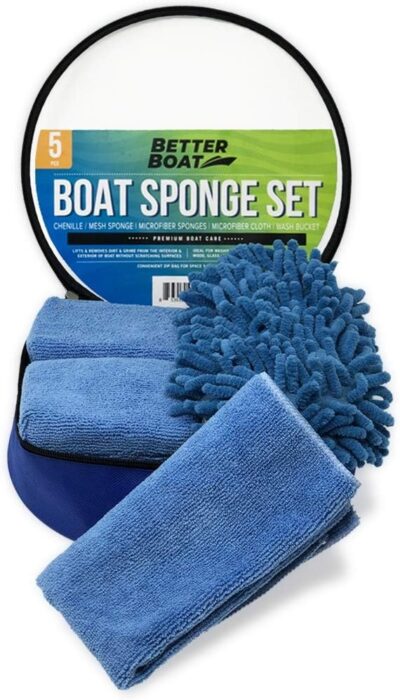 Boat Cleaner and Car Wash Sponges Non Scratch Microfiber Sponge Bucket & Microfiber Wash Cloths Complete Interior Exterior Seats Fiberglass Boat Hull & Car Cleaning Kit Washing & Detailing Supplies