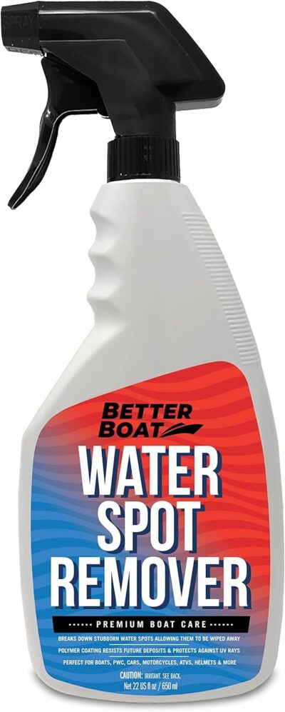 Boat Cleaner Water Spot Remover for Cars & Boat Wax Marine Grade Boat Wax and Polish Cleaning Supplies Hull Vinyl Fiberglass Cleaner for Boat, Car, Seat & Glass Stain Hard Water Remover & Protectant