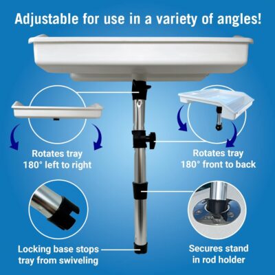 Boat Cutting Board Rod Holder Bait Station and Filet Table for Boat Fish Cleaning Board Fish Fillet Tray Measuring Mate Fishing Mounts in Single Rods | Marine Accessories for Center Console & Pontoon