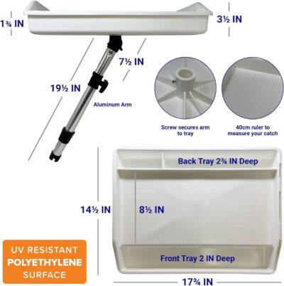 Boat Cutting Board Rod Holder Bait Station and Filet Table for Boat Fish Cleaning Board Fish Fillet Tray Measuring Mate Fishing Mounts in Single Rods | Marine Accessories for Center Console & Pontoon