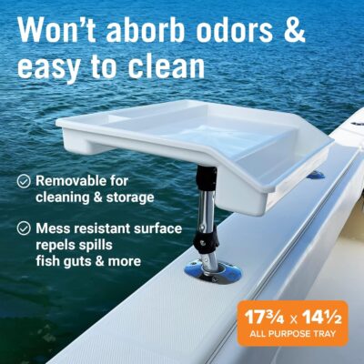 Boat Cutting Board Rod Holder Bait Station and Filet Table for Boat Fish Cleaning Board Fish Fillet Tray Measuring Mate Fishing Mounts in Single Rods | Marine Accessories for Center Console & Pontoon