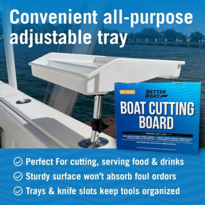 Boat Cutting Board Rod Holder Bait Station and Filet Table for Boat Fish Cleaning Board Fish Fillet Tray Measuring Mate Fishing Mounts in Single Rods | Marine Accessories for Center Console & Pontoon