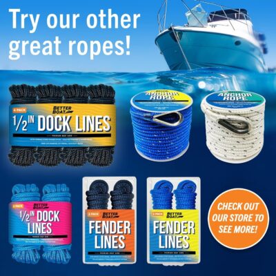 Boat Dock Lines & Rope Boat Ropes for Docking 1/2" Line Braided Mooring Marine Rope 25FT 1/2 Inch Nylon Rope Boat Dock Lines for Docking Boat Lines Boating Rope Braided with Loop Black 2 Pk