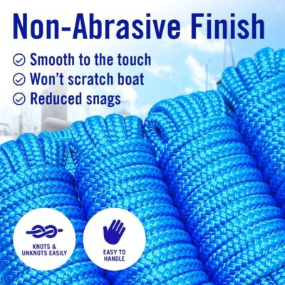 Boat Dock Lines & Rope Boat Ropes for Docking 1/2" Line Braided Mooring Marine Rope 25FT 1/2 Inch Nylon Rope Boat Dock Lines for Docking Boat Lines Boating Rope Braided with Loop Blue 4 Pk