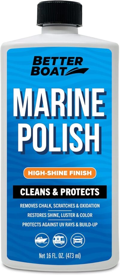 Boat Cleaner Wax Marine Polish for High Gloss Gel Coat Restorer Boat Oxidation Remover UV Protection Color Boat Cleaner for Fiberglass Polish for Boats Metal Painted Surfaces Boat Wax Marine & RV Kit