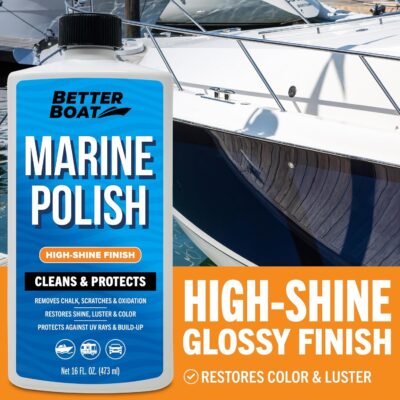 Boat Cleaner Wax Marine Polish for High Gloss Gel Coat Restorer Boat Oxidation Remover UV Protection Color Boat Cleaner for Fiberglass Polish for Boats Metal Painted Surfaces Boat Wax Marine & RV Kit