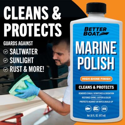 Boat Cleaner Wax Marine Polish for High Gloss Gel Coat Restorer Boat Oxidation Remover UV Protection Color Boat Cleaner for Fiberglass Polish for Boats Metal Painted Surfaces Boat Wax Marine & RV Kit