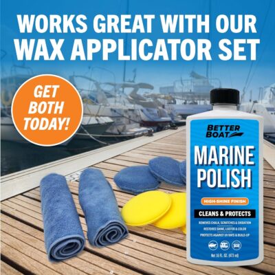 Boat Cleaner Wax Marine Polish for High Gloss Gel Coat Restorer Boat Oxidation Remover UV Protection Color Boat Cleaner for Fiberglass Polish for Boats Metal Painted Surfaces Boat Wax Marine & RV Kit