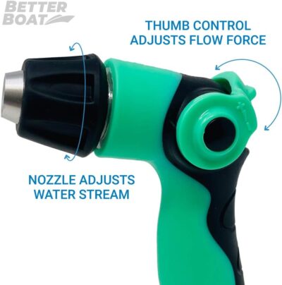 Boat Water Hose Nozzle Sprayer & High Pressure Garden Hose Nozzle Heavy Duty Outdoor Wide & Thin Head Marine Grade Washdown Spray Gun End for Gardening Boats Car RV & Auto