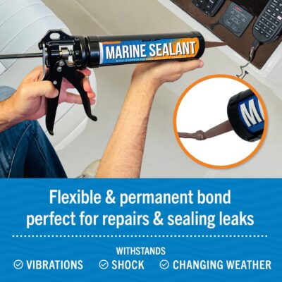 Marine Sealant and Adhesive Waterproof Marine Grade Sealant Caulk High Temp Caulking Water Sealant for Boat Auto and RV without Silicone - 1 Tube White 10oz