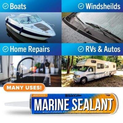 Marine Sealant and Adhesive Waterproof Marine Grade Sealant Caulk High Temp Caulking Water Sealant for Boat Auto and RV without Silicone - 1 Tube White 10oz