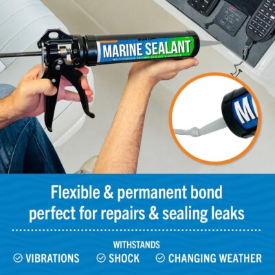 Marine Sealant and Adhesive Waterproof Marine Grade Sealant Caulk High Temp Caulking Water Sealant for Boat Auto and RV without Silicone - 1 Tube White 10oz