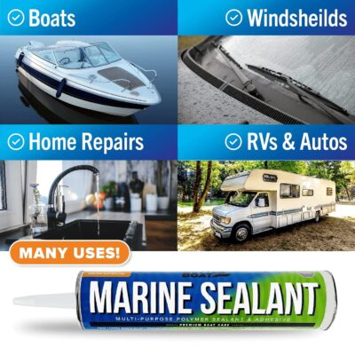 Marine Sealant and Adhesive Waterproof Marine Grade Sealant Caulk High Temp Caulking Water Sealant for Boat Auto and RV without Silicone - 1 Tube White 10oz