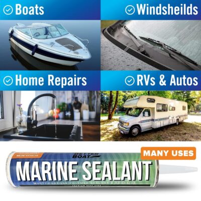 Marine Sealant and Adhesive Waterproof Marine Grade Sealant Caulk High Temp Caulking Water Sealant for Boat Auto and RV without Silicone - 1 Tube White 10oz