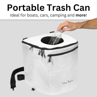 Collapsible Trash Can for Boating and Camping | Large, Durable, and Portable with Inner Bin - 8 Gallons (White)