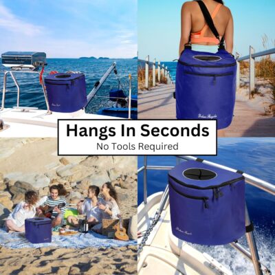 Collapsible Trash Can for Boating and Camping | Large, Durable, and Portable with Inner Bin - 8 Gallons (White)