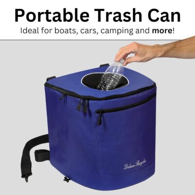 Collapsible Trash Can for Boating and Camping | Large, Durable, and Portable with Inner Bin - 8 Gallons (White)