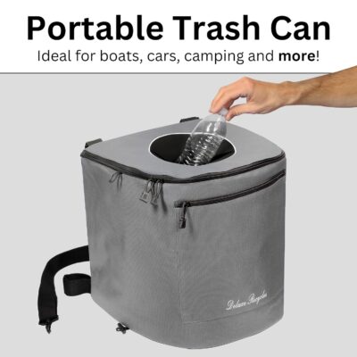 Collapsible Trash Can for Boating and Camping | Large, Durable, and Portable with Inner Bin - 8 Gallons (White)