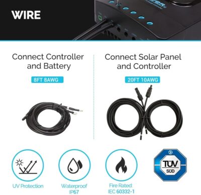 Renogy 200 Watt 12 Volt Monocrystalline Solar Panel Starter Kit with 2 Pcs 100W Solar Panel and 30A PWM Charge Controller for RV, Boats, Trailer, Camper, Marine ,Off-Grid System