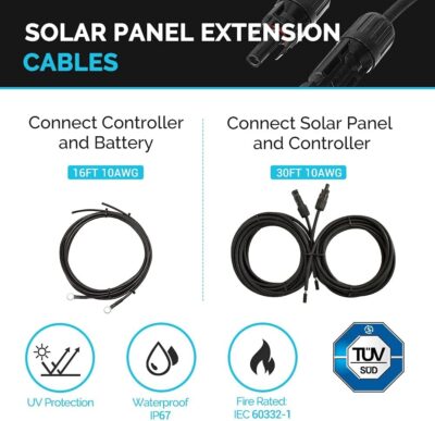 Renogy 200 Watt 12 Volt Monocrystalline Solar Panel Starter Kit with 2 Pcs 100W Solar Panel and 30A PWM Charge Controller for RV, Boats, Trailer, Camper, Marine ,Off-Grid System