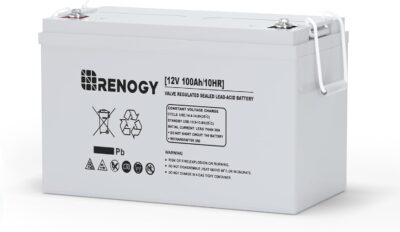 Renogy Deep Cycle AGM 12 Volt 100Ah Battery, 3% Self-Discharge Rate, 1100A Max Discharge Current, Safe Charge Appliances for RV, Camping, Cabin, Marine and Off-Grid System, Maintenance-Free