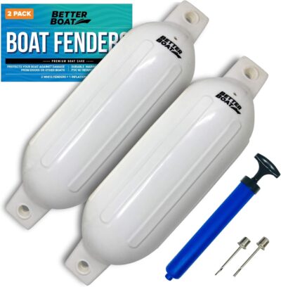 2 Pack Boat Fenders for Docking Boat Bumpers for Docking with Pump Boat Accessories Boat Dock Bumpers Set Buoys Pontoons Buoy Inflatable Fender Marine Bouys 23" x 6.5" Black Blue or White