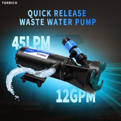 RV Macerator Waste Water Pump 12V,15PSI 12GPM Portable Sewage Chopper Pump Kit with Hose for Boat,Self-Priming RV Black Sewer Pump for Waste Water Dumping for Toliet Yacht Kitchen Marine