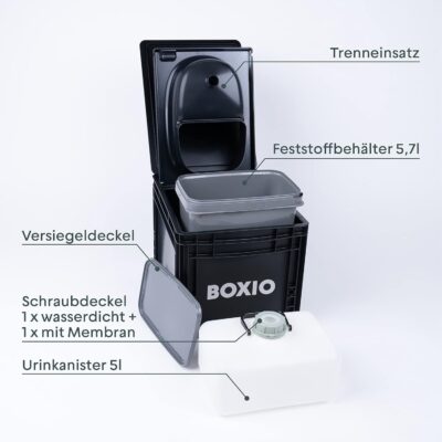 BOXIO Toilet Plus - Composting Toilet Starter Kit, Portable Toilet, Mini Camping Toilet: 15.7" x 11.8" x 11.0" Made in Germany.